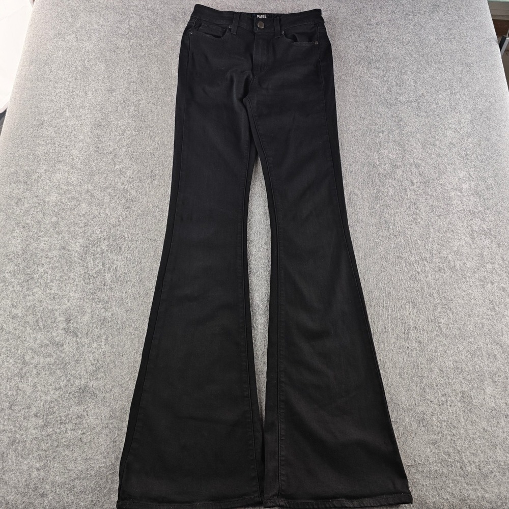 Paige High Rise Bell Canyon Jeans Womens 27 Black Flare Leg Denim